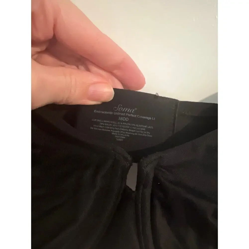 Soma Embraceable Unlined Perfect Coverage Bra – 38DD – Black - Picture 3 of 6